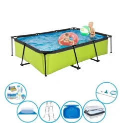 Pooler^EXIT Svømmebassin Lime - 300x200x65 cm - Rammebassin - Med tilbehør