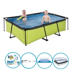 Pooler^EXIT Svømmebassin Lime - 220x150x60 cm - Rammebassin - Komplet swimmingpoolsæt