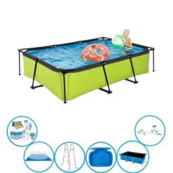 Discount EXIT Swimming Pool Lime - Rammebassin 300x200x65 cm - Swimming Pool Super Set Pooler