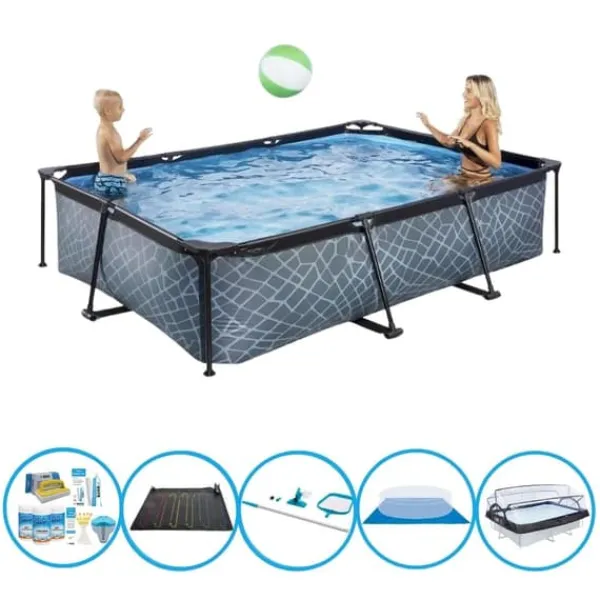 Pooler^EXIT Swimming Pool Stone Grey - 300x200x65 cm - Rammebassin - Inklusiv tilbehør