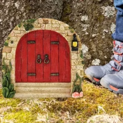 Hot Fairy Dörr för träd Miniatyr Fairy Trädgård Utomhusdekor Tillbehör Gård Konst Skulptur Dekoration för barnrum Väggträd Havedekorationer