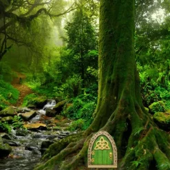 Hot Fairy Dörr för träd Miniatyr Fairy Trädgård Utomhusdekor Tillbehör Gård Konst Skulptur Dekoration för barnrum Väggträd Havedekorationer