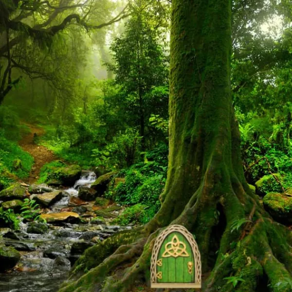 Fairy Dörr för träd Miniatyr Fairy Trädgård Utomhusdekor Tillbehör Gård Konst Skulptur Dekoration för barnrum Väggträd Havedekorationer