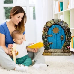 Online Fairy Dörr för träd Miniatyr Fairy Trädgård Utomhusdekor Tillbehör Gård Konst Skulptur Dekoration för barnrum Väggträd Havedekorationer