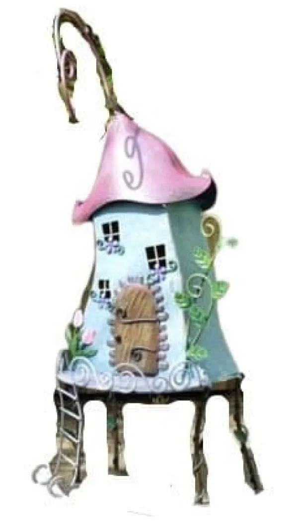 Til Fugle & Småvildt^Fairy Treehouse i metal og håndmalet