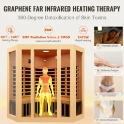 Sauna^Far Infrarød Træ Sauna, Hjem Sauna Spa til 3-4 personer, 2470W, Effektiv opvarmning, Sundhedsfordele, Komfortabel oplevelse.