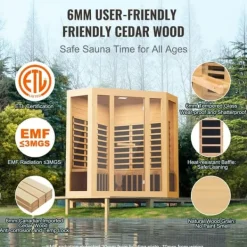 Sauna^Far Infrarød Træ Sauna, Hjem Sauna Spa til 3-4 personer, 2470W, Effektiv opvarmning, Sundhedsfordele, Komfortabel oplevelse.