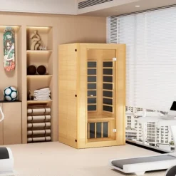 Best Far Infrared Træ Sauna 1-2 Personer, 1400W, Hjemmespa, Energibesparende, Hurtig Opvarmning Sauna