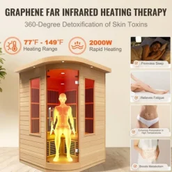 New Far Infrared Træ Sauna til Hjemmet, Spa til 2 Personer, 1850W, Effektiv og Energibesparende Sauna