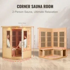New Far Infrared Træ Sauna til Hjemmet, Spa til 2 Personer, 1850W, Effektiv og Energibesparende Sauna