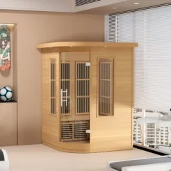New Far Infrared Træ Sauna til Hjemmet, Spa til 2 Personer, 1850W, Effektiv og Energibesparende Sauna