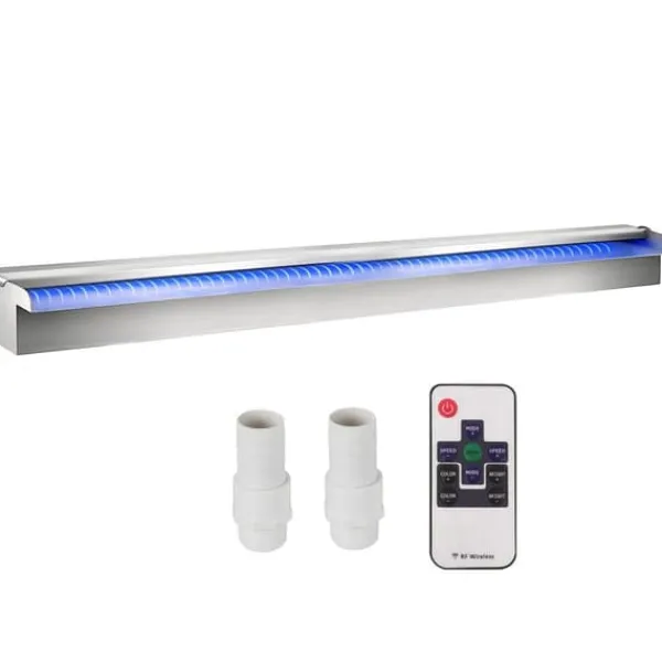 Online Farverigt LED-vandfald til swimmingpool i rustfrit stål, størrelse 120x11,5x8 cm - giver en fantastisk atmosfære! Springvand & Damme
