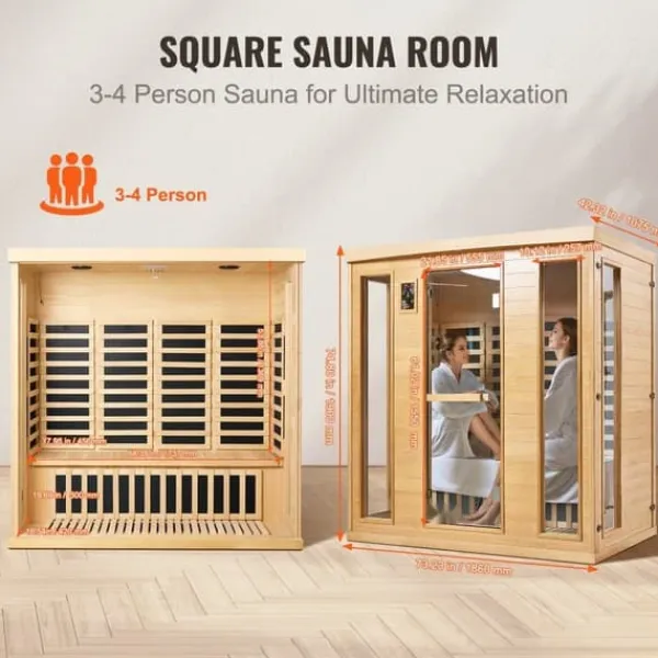 Best Farvet infrarød træsauna til hjemmet, 3-4 personer, 2580W, afslapning, spa-oplevelse, energivenlig, hurtig opvarmning. Sauna