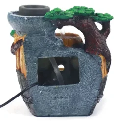 Hot Feng Shui Bordfontæne - Indendørs Vandfald - Rislende Vand - 2 LED-lys - Resin - Moderne Stil - Fritstående - Til Kontor og Hjem Springvand & Damme