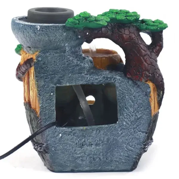 Hot Feng Shui Bordfontæne - Indendørs Vandfald - Rislende Vand - 2 LED-lys - Resin - Moderne Stil - Fritstående - Til Kontor og Hjem Springvand & Damme