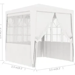 Telte & Lysthuse^Festtelt med sidevægge 2,5x2,5 m 90 g/m² hvid - Festtelt - Festtelte - Home & Living