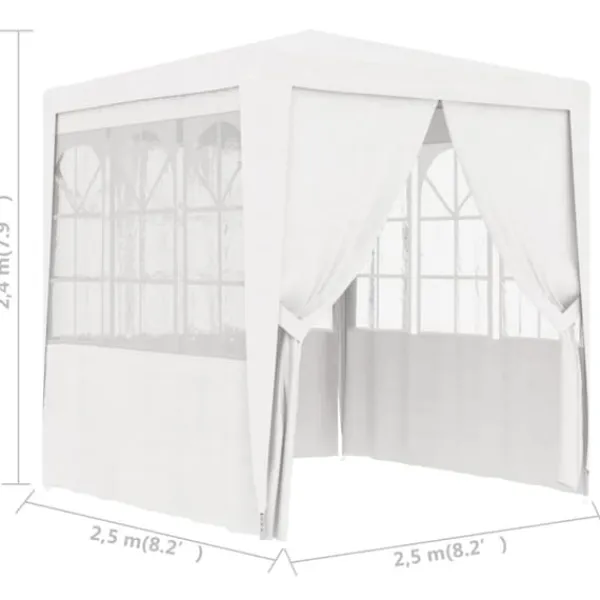 Telte & Lysthuse^Festtelt med sidevægge 2,5x2,5 m 90 g/m² hvid - Festtelt - Festtelte - Home & Living