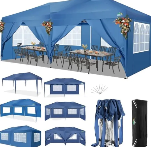 Clearance Festtelt, Vandtæt, Justerbar Højde,Blå, 3x6m Telte & Lysthuse