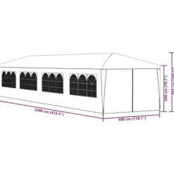 Telte & Lysthuse^Festtelt 3x12 m - UV-bestandigt & vandafvisende | Farve: Antracitgrå