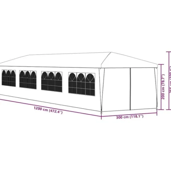 Telte & Lysthuse^Festtelt 3x12 m - UV-bestandigt & vandafvisende | Farve: Antracitgrå