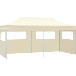 Discount Festtelte & havepavilloner - Living foldbart festtelt med 4 sidevægge 3 x 6 m stål cremefarvet Telte & Lysthuse