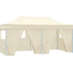 Discount Festtelte & havepavilloner - Living foldbart festtelt med 4 sidevægge 3 x 6 m stål cremefarvet Telte & Lysthuse