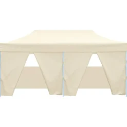 Discount Festtelte & havepavilloner - Living foldbart festtelt med 4 sidevægge 3 x 6 m stål cremefarvet Telte & Lysthuse