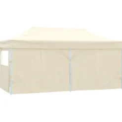 Discount Festtelte & havepavilloner - Living foldbart festtelt med 4 sidevægge 3 x 6 m stål cremefarvet Telte & Lysthuse