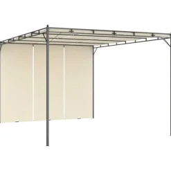 Telte & Lysthuse^Festtelte & havepavilloner - Living havepavillon med gardin 4x3x2,25 m cremefarvet