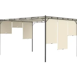 Telte & Lysthuse^Festtelte & havepavilloner - Living havepavillon med gardin 4x3x2,25 m cremefarvet