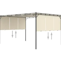 Telte & Lysthuse^Festtelte & havepavilloner - Living havepavillon med gardin 4x3x2,25 m cremefarvet