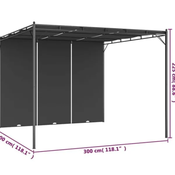 Best Festtelte & havepavilloner - Living havepavillon med gardin 3x3x2,25m antracitgrå Buer, Spalier, Lysthuse Uden Tag