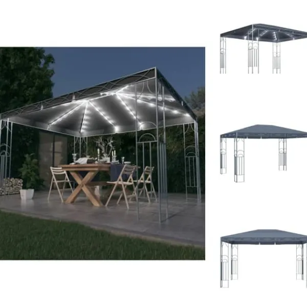 Festtelte & havepavilloner - Living pavillon med LED-lyskæder 400x300 cm antracitgrå Telte & Lysthuse