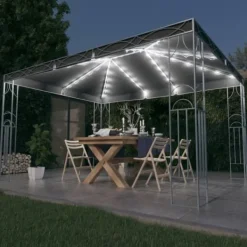 Festtelte & havepavilloner - Living pavillon med LED-lyskæder 400x300 cm antracitgrå Telte & Lysthuse