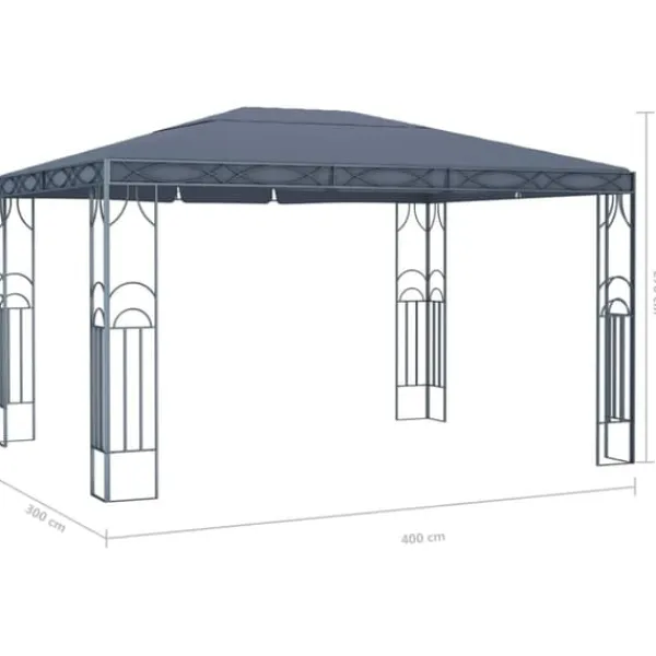 Festtelte & havepavilloner - Living pavillon med LED-lyskæder 400x300 cm antracitgrå Telte & Lysthuse