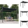 Buer, Spalier, Lysthuse Uden Tag^Festtelte & havepavilloner - Living havepavillon med sammenrulleligt tag 3x3 m antracitgrå