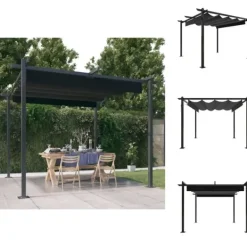 Buer, Spalier, Lysthuse Uden Tag^Festtelte & havepavilloner - Living havepavillon med sammenrulleligt tag 3x3 m antracitgrå