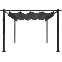 Buer, Spalier, Lysthuse Uden Tag^Festtelte & havepavilloner - Living havepavillon med sammenrulleligt tag 3x3 m antracitgrå