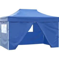 Sale Festtelte & havepavilloner - Living foldbart festtelt med 4 sidevægge 3x4 m stål blå Telte & Lysthuse