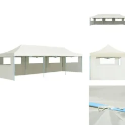 Online Festtelte & havepavilloner - Living pop op-festtelt 3x9 m 5 sidevægge foldbart cremefarvet Telte & Lysthuse