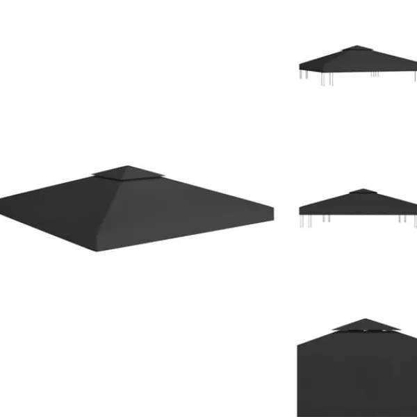 Festtelte & havepavilloner – tage - Living pavillontopdække i 2 lag 3x3 m 310 g/m² sort Telte & Lysthuse