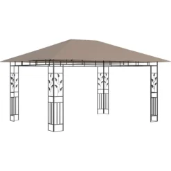 Discount Festtelte & havepavilloner - Living pavillon med myggenet 4x3x2,73 m 180 g/m² gråbrun Telte & Lysthuse