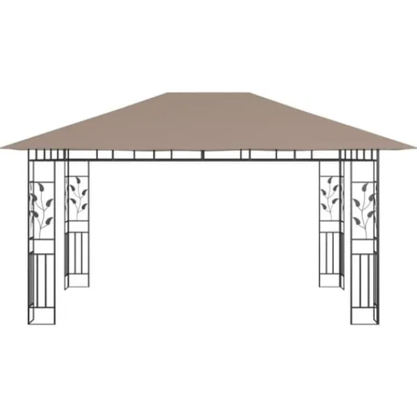 Discount Festtelte & havepavilloner - Living pavillon med myggenet 4x3x2,73 m 180 g/m² gråbrun Telte & Lysthuse