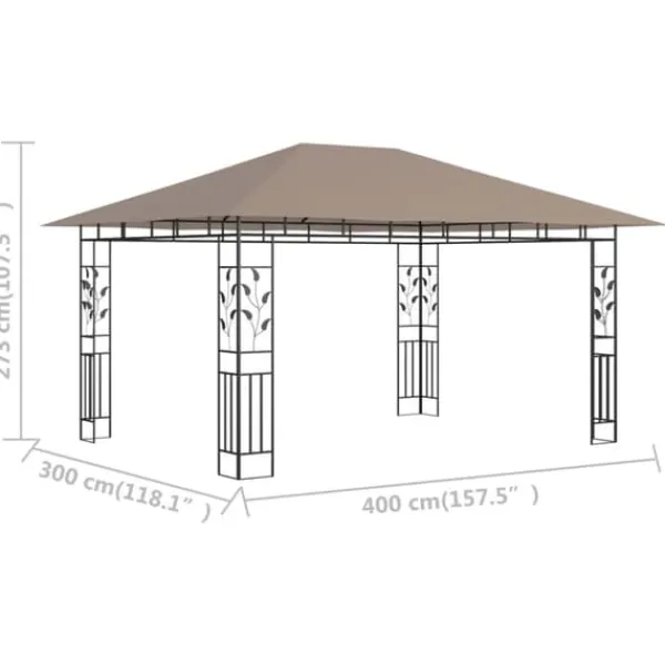 Discount Festtelte & havepavilloner - Living pavillon med myggenet 4x3x2,73 m 180 g/m² gråbrun Telte & Lysthuse