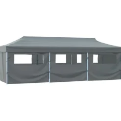 Telte & Lysthuse^Festtelte & havepavilloner - Living foldbart pop op-festtelt med 8 sidevægge 3 x 9 m antracitgrå