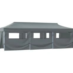 Telte & Lysthuse^Festtelte & havepavilloner - Living foldbart pop op-festtelt med 8 sidevægge 3 x 9 m antracitgrå