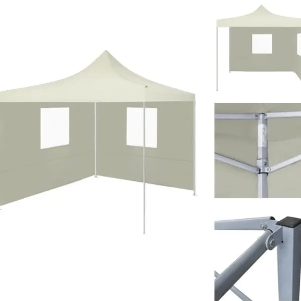 Outlet Festtelte & havepavilloner - Living foldbart telt med 2 vægge 3 x 3 m cremefarvet Telte & Lysthuse