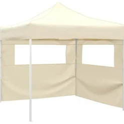 Outlet Festtelte & havepavilloner - Living foldbart telt med 2 vægge 3 x 3 m cremefarvet Telte & Lysthuse