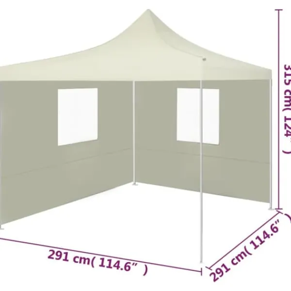 Outlet Festtelte & havepavilloner - Living foldbart telt med 2 vægge 3 x 3 m cremefarvet Telte & Lysthuse