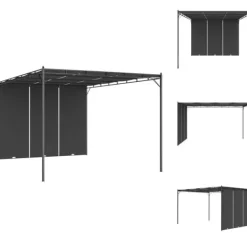 Online Festtelte & havepavilloner - Living havepavillon med gardin 4x3x2,25 m antracitgrå Buer, Spalier, Lysthuse Uden Tag